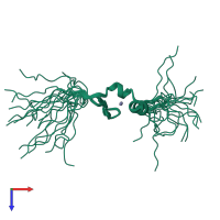 PDB entry 2yrk coloured by chain, ensemble of 20 models, top view.