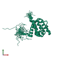 PDB entry 2yrn coloured by chain, ensemble of 20 models, front view.