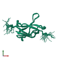 PDB entry 2yrp coloured by chain, ensemble of 20 models, front view.