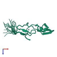 PDB entry 2yrt coloured by chain, ensemble of 20 models, top view.