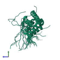 PDB entry 2yru coloured by chain, ensemble of 20 models, side view.