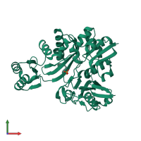 PDB entry 2yrw coloured by chain, front view.