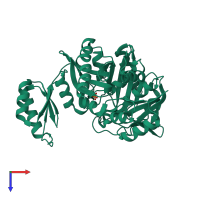 PDB entry 2yrw coloured by chain, top view.