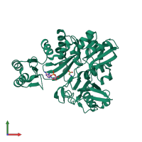 PDB entry 2ys6 coloured by chain, front view.