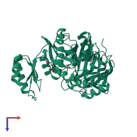 PDB entry 2ys6 coloured by chain, top view.