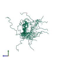 PDB entry 2ysa coloured by chain, ensemble of 20 models, side view.