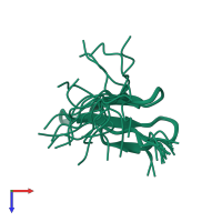 PDB entry 2ysh coloured by chain, ensemble of 20 models, top view.