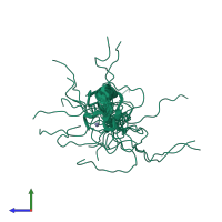 PDB entry 2ysj coloured by chain, ensemble of 20 models, side view.