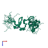 PDB entry 2ysm coloured by chain, ensemble of 20 models, top view.