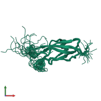 PDB entry 2yst coloured by chain, ensemble of 20 models, front view.