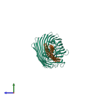 PDB entry 2ysu coloured by chain, side view.