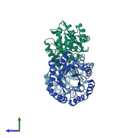 PDB entry 2ysw coloured by chain, side view.