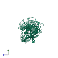 PDB entry 2yt1 coloured by chain, ensemble of 20 models, side view.