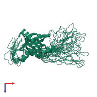 PDB entry 2yt1 coloured by chain, ensemble of 20 models, top view.