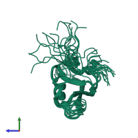 PDB entry 2yt7 coloured by chain, ensemble of 20 models, side view.