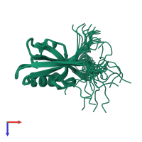 PDB entry 2yt7 coloured by chain, ensemble of 20 models, top view.