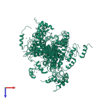 PDB entry 2yt9 coloured by chain, ensemble of 20 models, top view.