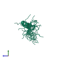 PDB entry 2yte coloured by chain, ensemble of 20 models, side view.