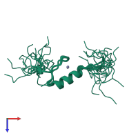 PDB entry 2yte coloured by chain, ensemble of 20 models, top view.