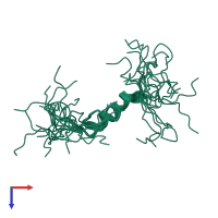 PDB entry 2yth coloured by chain, ensemble of 20 models, top view.