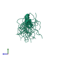 PDB entry 2ytj coloured by chain, ensemble of 20 models, side view.