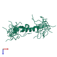 PDB entry 2ytj coloured by chain, ensemble of 20 models, top view.