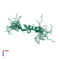 PDB entry 2ytk coloured by chain, ensemble of 20 models, top view.