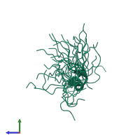 PDB entry 2ytp coloured by chain, ensemble of 20 models, side view.