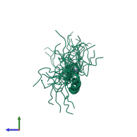 PDB entry 2ytq coloured by chain, ensemble of 20 models, side view.