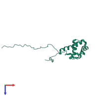 Monomeric assembly 1 of PDB entry 2ytu coloured by chemically distinct molecules, top view.