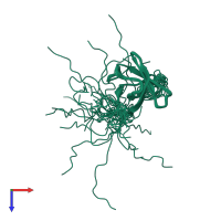 PDB entry 2yty coloured by chain, ensemble of 20 models, top view.
