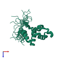 PDB entry 2yu0 coloured by chain, ensemble of 20 models, top view.