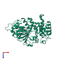 PDB entry 2yu1 coloured by chain, top view.