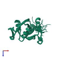 PDB entry 2yu6 coloured by chain, ensemble of 20 models, top view.
