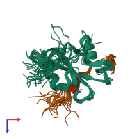 PDB entry 2yu7 coloured by chain, ensemble of 20 models, top view.