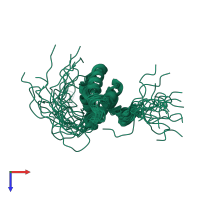 PDB entry 2yua coloured by chain, ensemble of 20 models, top view.