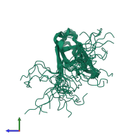 PDB entry 2yub coloured by chain, ensemble of 20 models, side view.