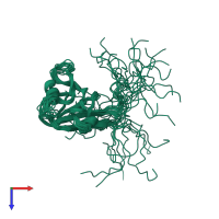 PDB entry 2yub coloured by chain, ensemble of 20 models, top view.