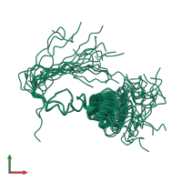 PDB entry 2yuc coloured by chain, ensemble of 20 models, front view.