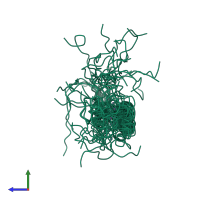 PDB entry 2yuc coloured by chain, ensemble of 20 models, side view.