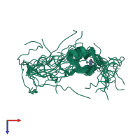 PDB entry 2yuc coloured by chain, ensemble of 20 models, top view.