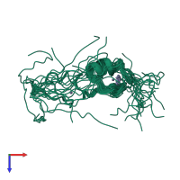 PDB entry 2yuc coloured by chain, ensemble of 20 models, top view.