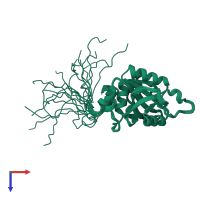 PDB entry 2yud coloured by chain, ensemble of 20 models, top view.