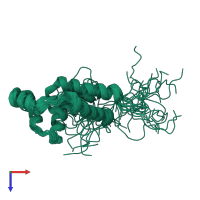 PDB entry 2yuf coloured by chain, ensemble of 20 models, top view.