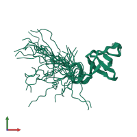 PDB entry 2yuq coloured by chain, ensemble of 20 models, front view.