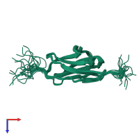PDB entry 2yuz coloured by chain, ensemble of 20 models, top view.