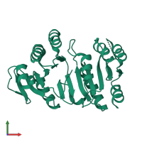 PDB entry 2yv1 coloured by chain, front view.
