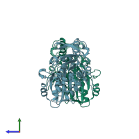 PDB entry 2yv3 coloured by chain, side view.