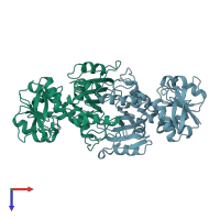PDB entry 2yv3 coloured by chain, top view.