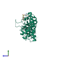 PDB entry 2yv5 coloured by chain, side view.